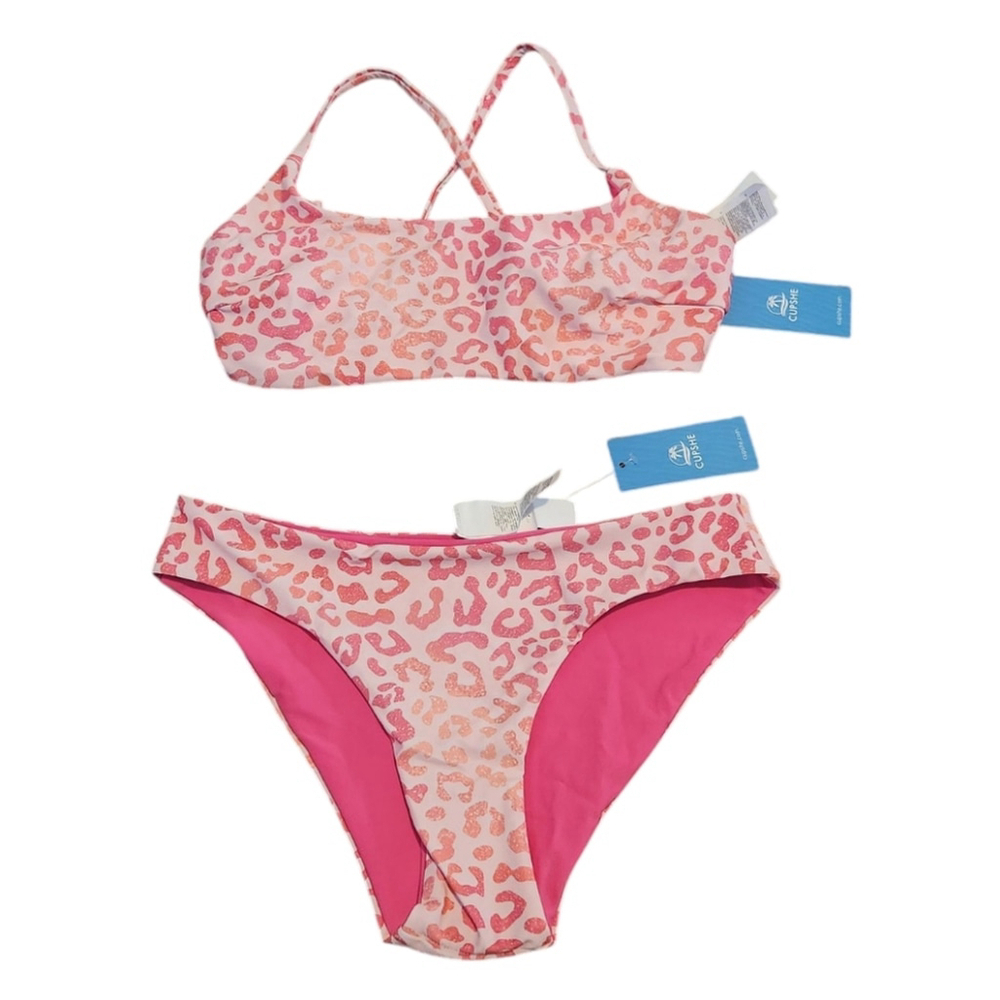 NWT Cupshe Reversible Pink Leopard Bikini Bralette-Medium & Bottoms-XS Set - Picture 10 of 16